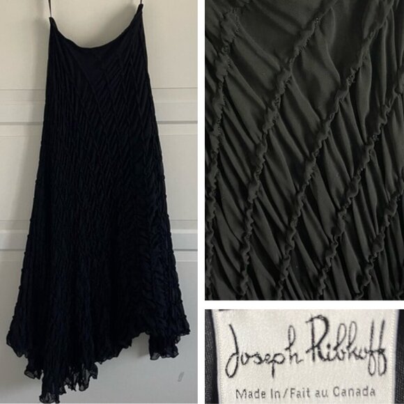 Joseph Ribkoff Black Ruched Gathered Maxi Skirt 20785